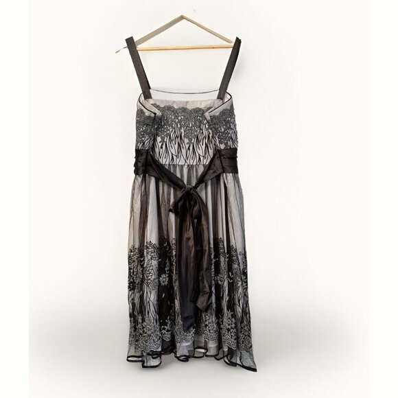 R&M Richard’s Women Floral Dress 18W Sheer Metallic Silver Whimsigoth Romantic - Picture 12 of 15